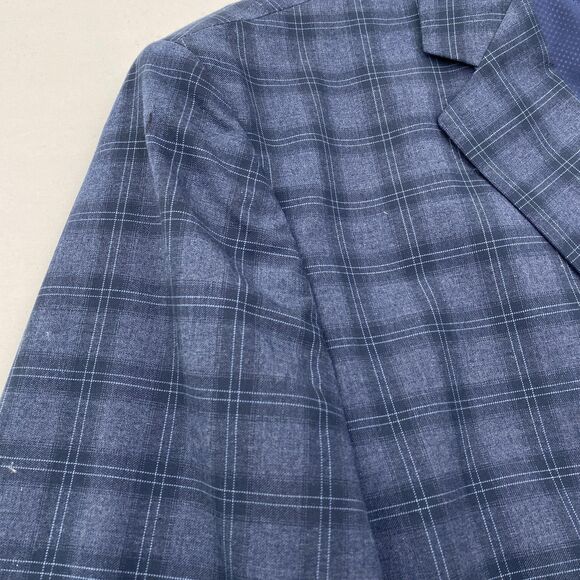 Oak Hill Blazer Sport Coat Mens 4XL 58/60R Blue Windowpane 2 Button Notch Lapel - Picture 3 of 16